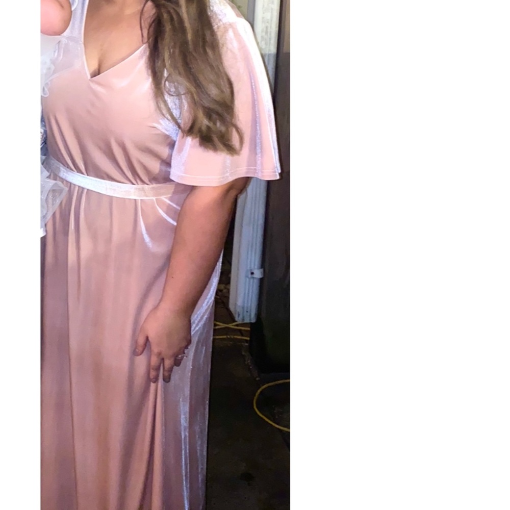 Revelry Reese Belted Velvet Dress - Blush - Size XL